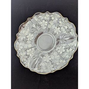 Fostoria Glass Baroque Lace 14" Gold Edge Plate 1943-1949 Kitchenware